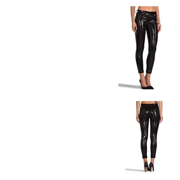 ‼️WOW‼️🤩Wildfox Raquel Black Mid Rise Sequin Skinny Pants‼️‼️‼️ - Picture 4 of 10